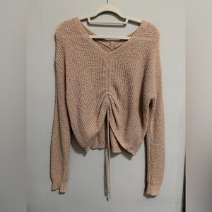 Sincerely Jules Blush Drawstring V-Neck Knit Sweater